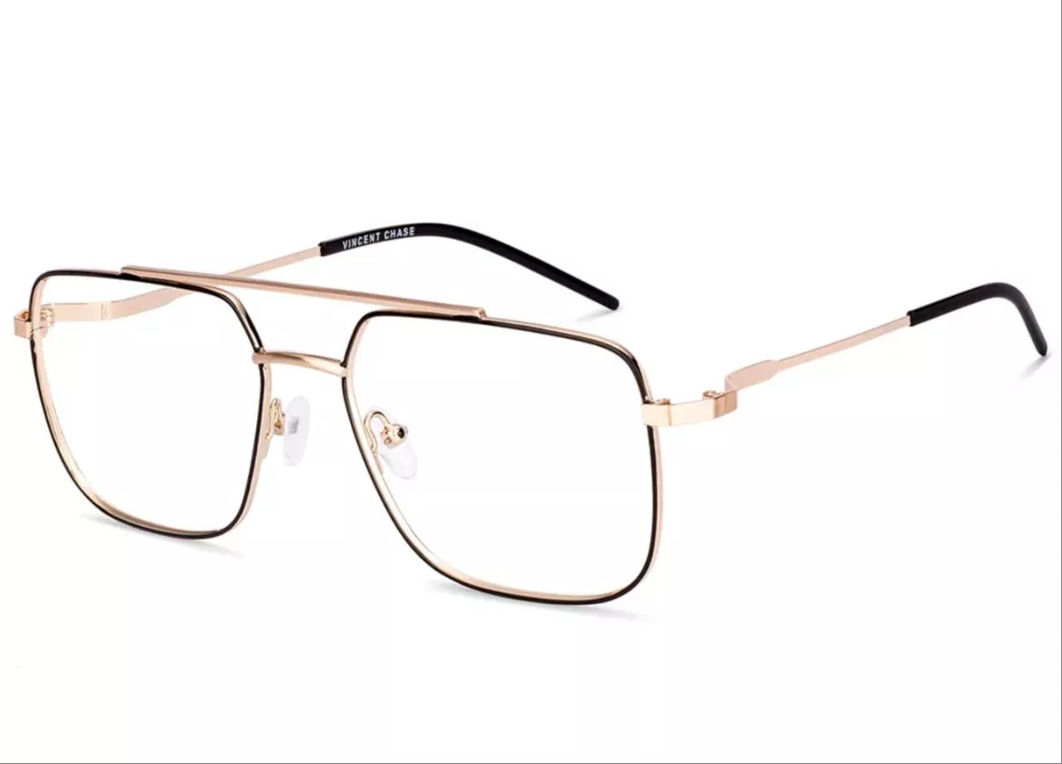 Classic square aviator Vincent Chase Eyeglasses with a golden frame and transparent lenses in NEW DELHI