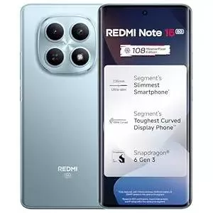 Redmi Note 15 5G in Glacier Blue, featuring 8GB RAM and 256GB storage, showcased against a neutral background in Dharmapuri.