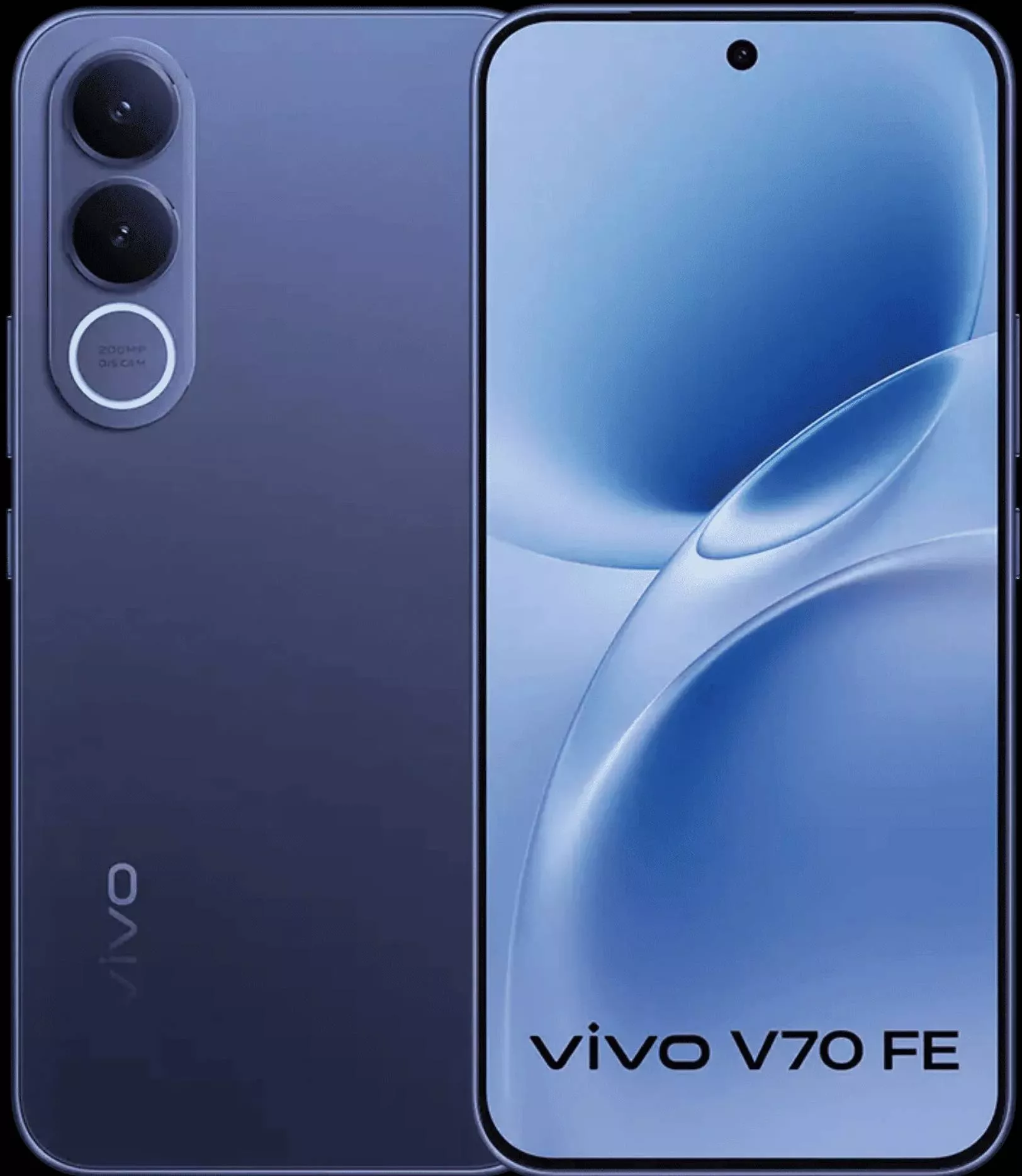 Vivo V70 FE 5G smartphone in Monsoon Blue color showcasing a sleek design and advanced features, available at LOVE MOBILES in
