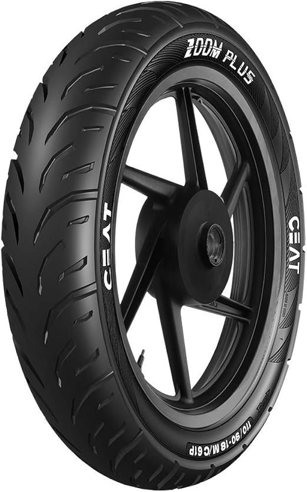 CEAT 100/90-17 Rear Tyre (Zoom Plus) designed for motorcycles, showcasing a durable tread pattern ideal for varied road condi