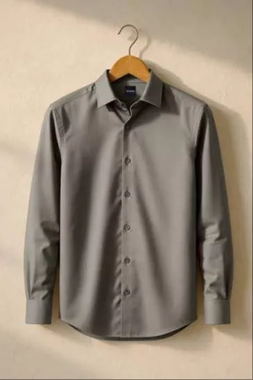 Indu Fashion Formal Shirt in classic grey with full sleeves displayed elegantly, showcasing premium fabric and stylish design