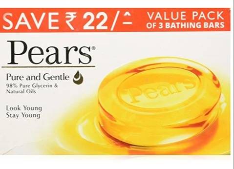 Pears Pure & Gentle Bathing Bar wrapped in green packaging, showcasing its moisturizing properties, available in Aligarh.