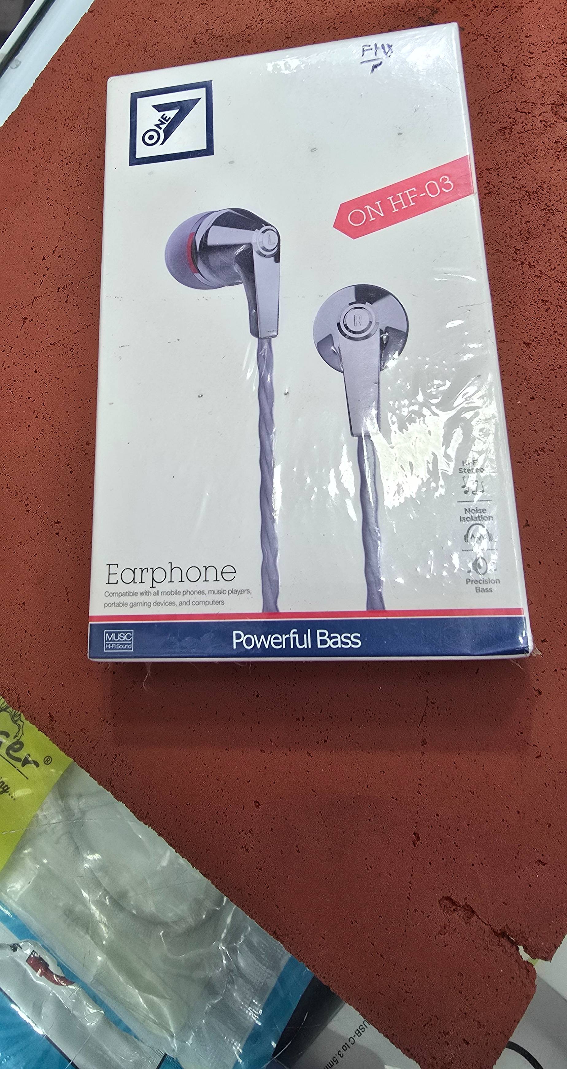 One7 ON HF-03 Earphone showcasing sleek design and powerful bass, perfect for music lovers in Pune. - Image 1