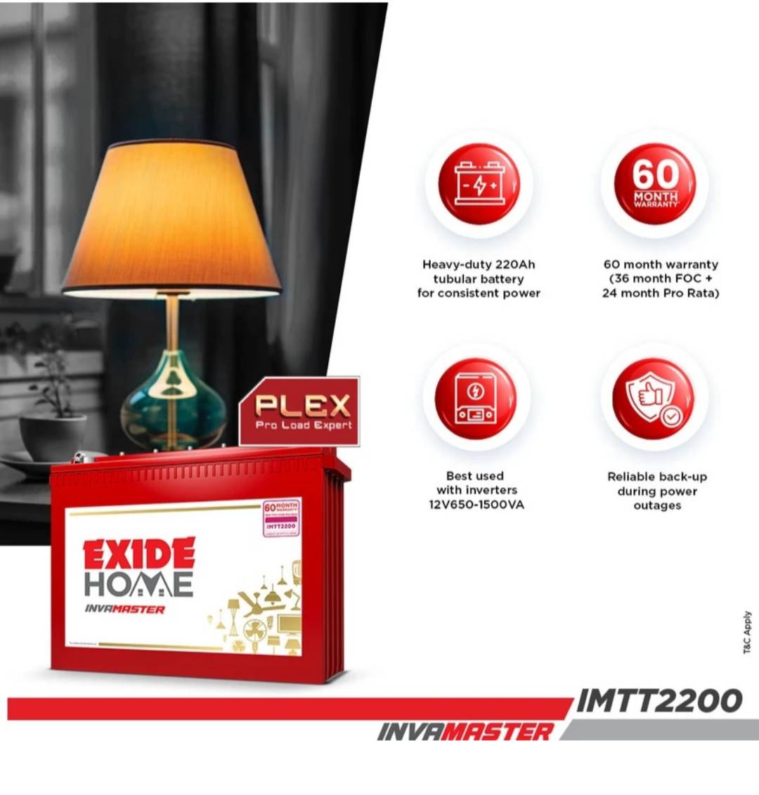 Exide Home invamaster 220 Ah battery in Kathua, showcasing its robust design and features for reliable power backup solutions - Image 2