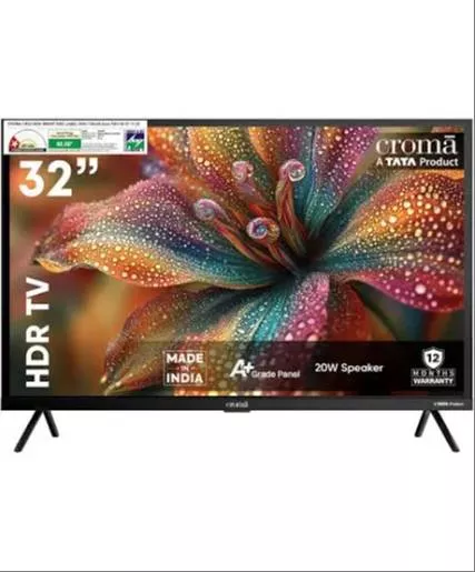 32-inch Croma LED TV with A+ Grade Panel in ADAMWAL featuring HDR technology and 20W speakers, perfect for quality home enter