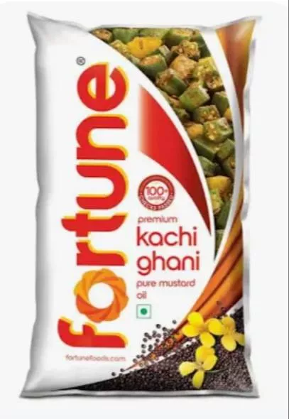 Fortune Karchi Ghani Master Oil bottle, clear and premium quality, with informative label showing health benefits, in Hrishya
