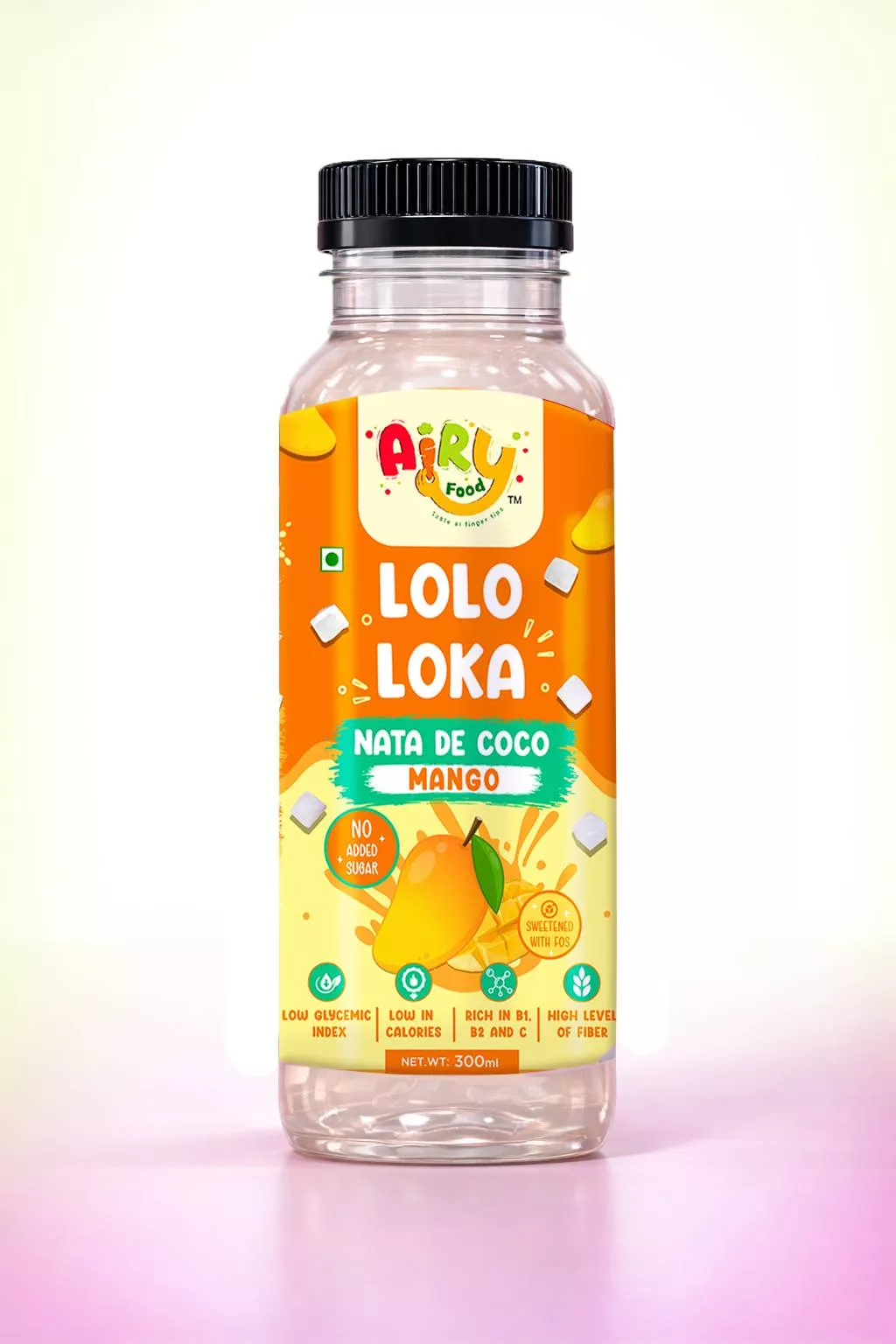 Delicious Lolo Loka Nata De Coco Mango featuring chewy nata de coco chunks and mango flavor, available in Hyderabad