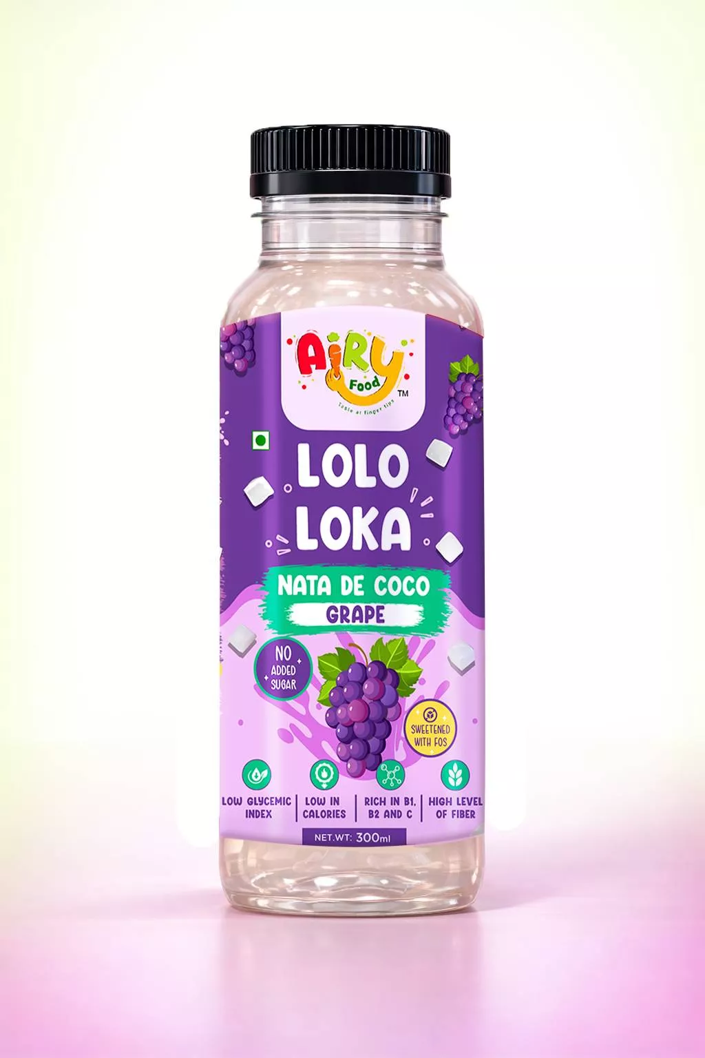 Lolo Loka Nata De Coco Grape Drink in Hyderabad, a healthy beverage featuring a unique texture and grape flavor, perfect for 