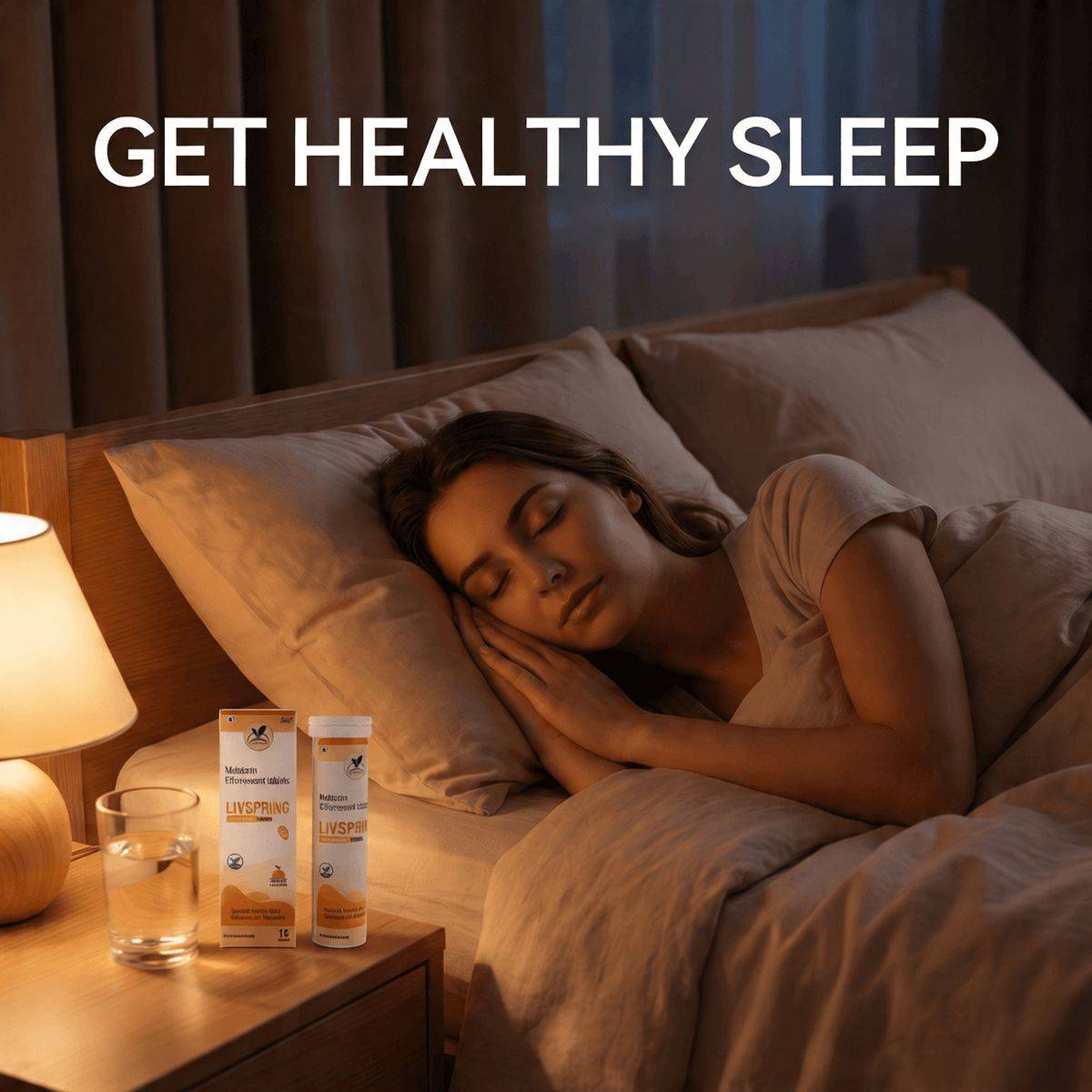 Effervescent LivSpring Melatonin Tablets designed for promoting healthy sleep, featuring ashwagandha, available in New Delhi. - Image 3