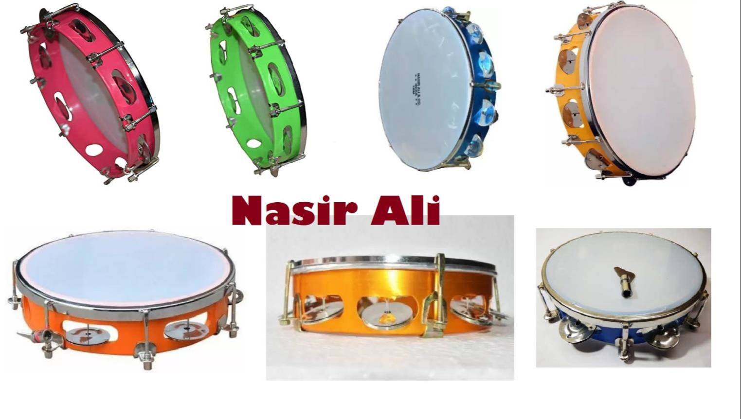 Handcrafted KHANJIRI (TAMBOURINE) 8'' inch with jingles, designed for authentic sound, available at MELODY MAKERS INDIA in Me