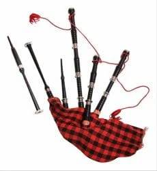 Bagpipe Musical Instrument displayed with intricate detailing and traditional design from Melody Makers India in Meerut.