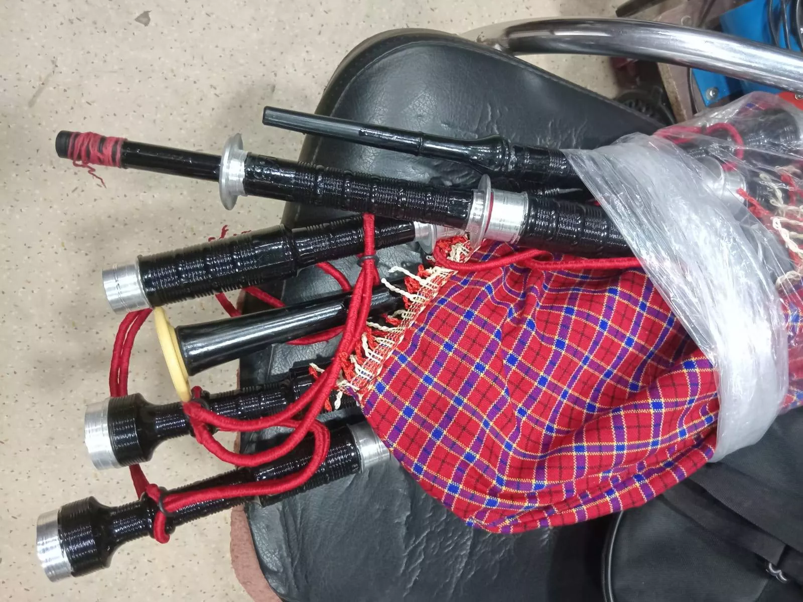 Bagpipe Musical Instrument displayed with intricate detailing and traditional design from Melody Makers India in Meerut. - Image 2