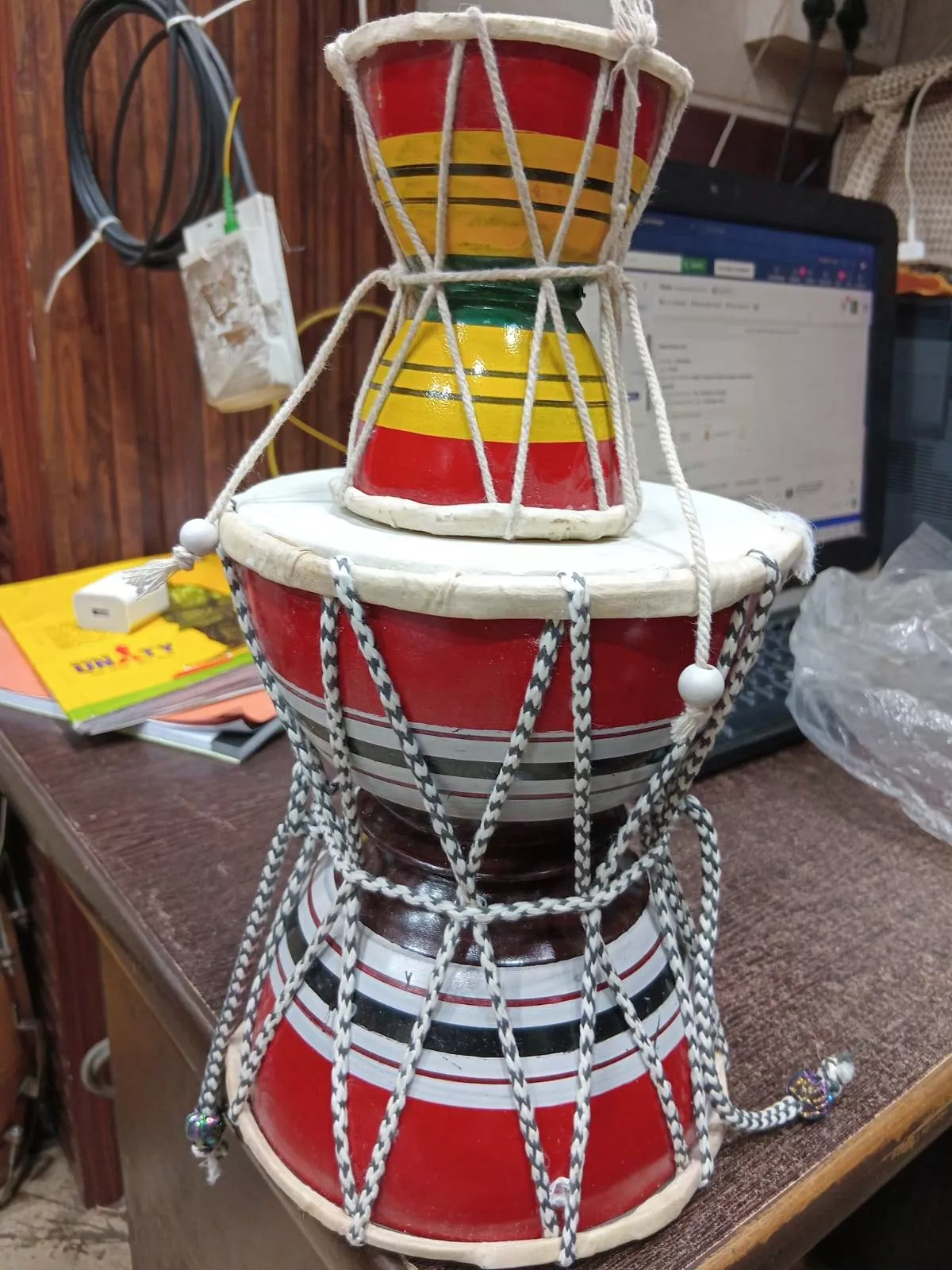 Wood Damroo 8 Inch made of quality wood, showcasing its traditional design and craftsmanship, available in Meerut