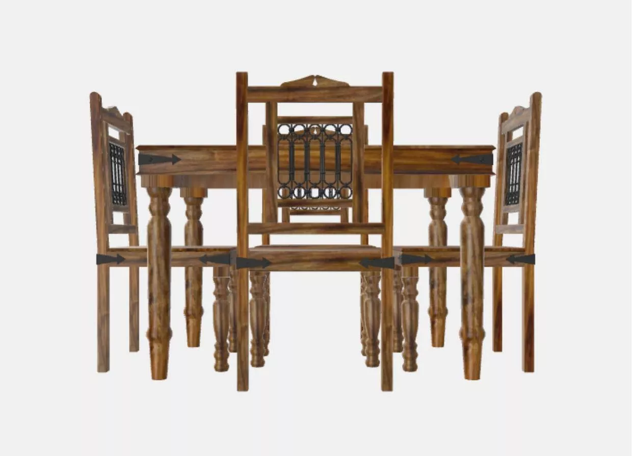 Elegant teak wooden dining table set for four in Palwancha, showcasing its robust construction and stylish design.