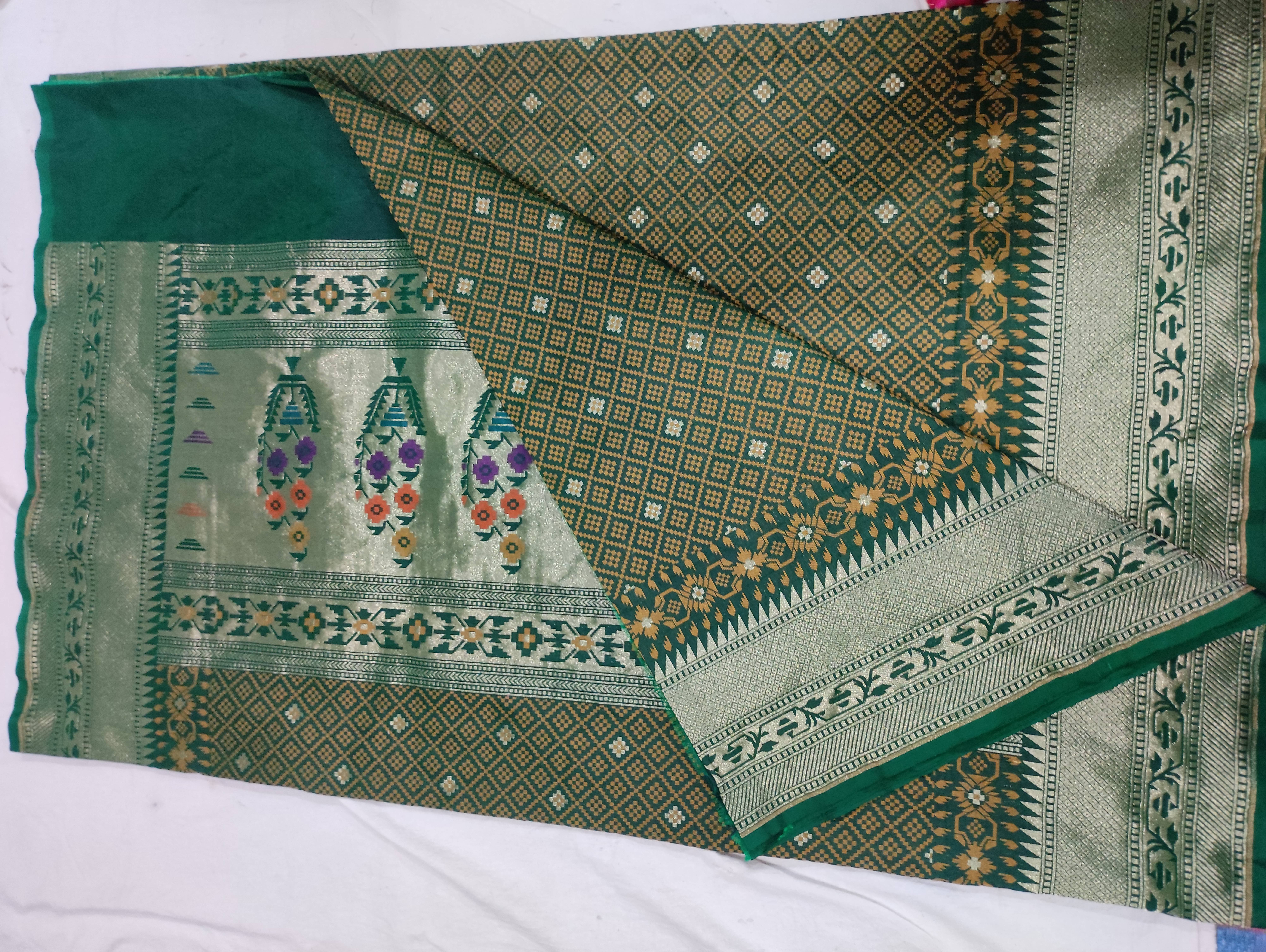 Luxurious Silk Ethnic Dress in Varanasi made from art silk fabric katan, featuring elegant drapes and intricate designs, perf - Image 1