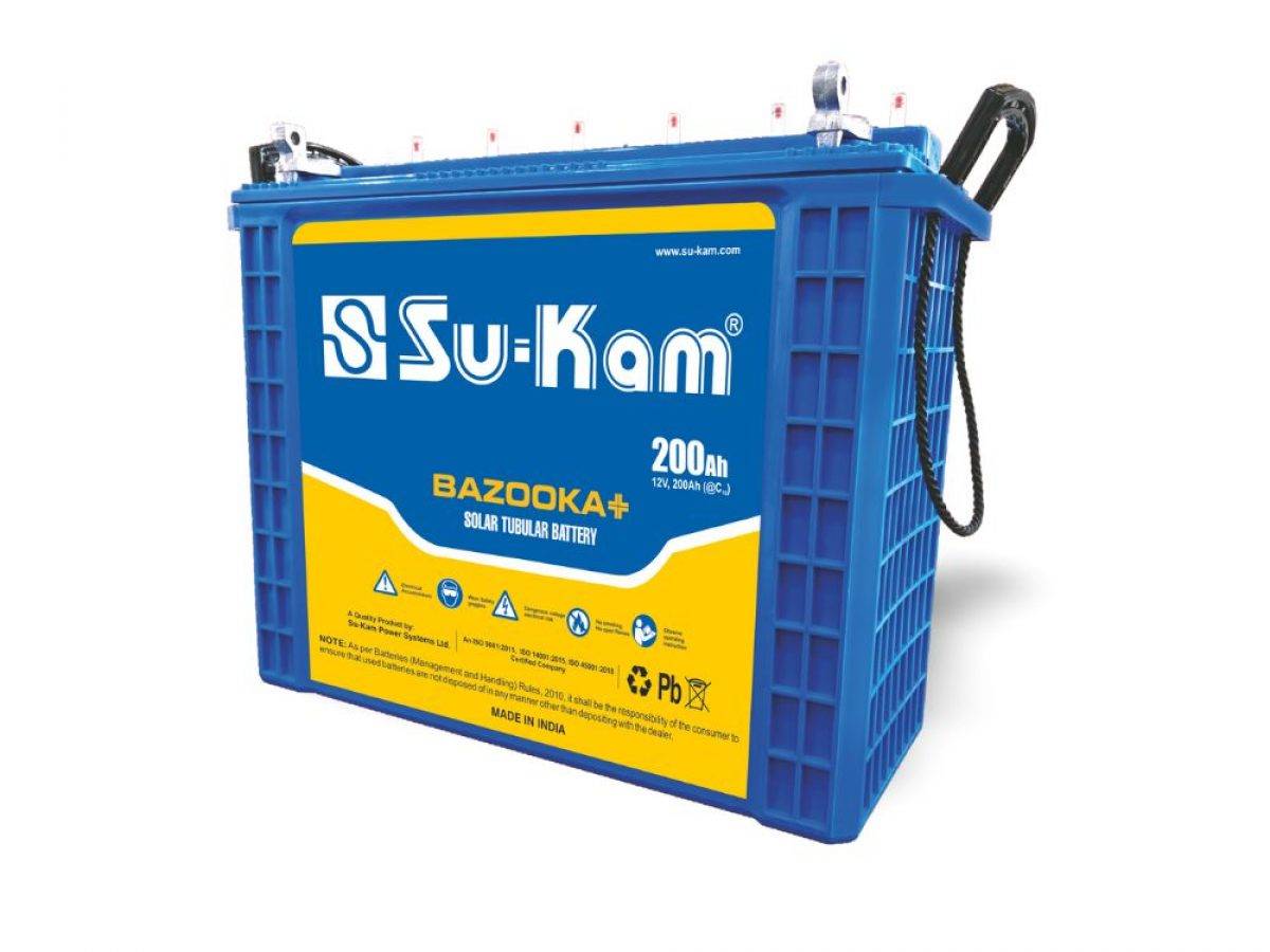 Sukam battery displayed with a sleek design and sturdy build in Karnal, showcasing its reliability and power efficiency.