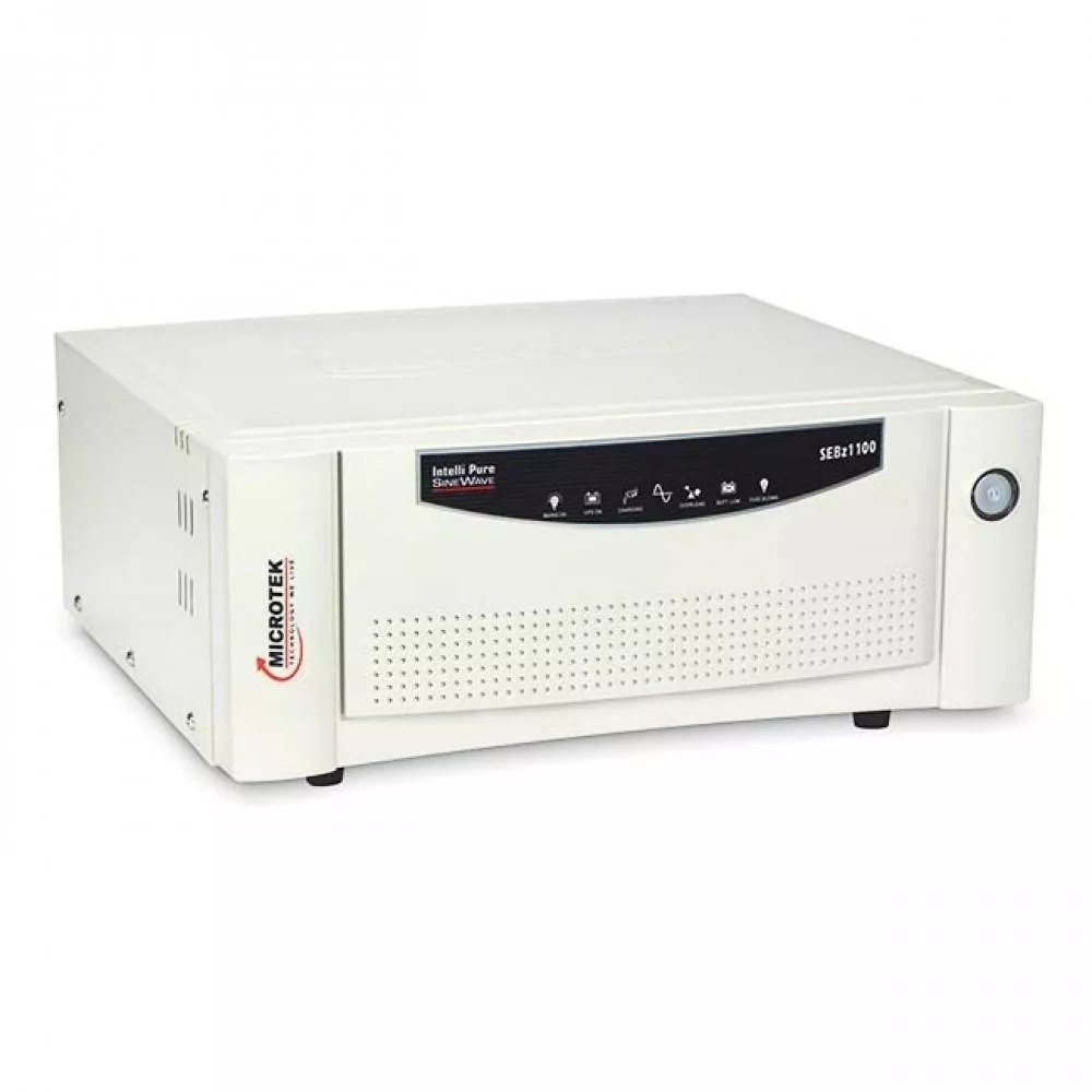 Microtek Inverter 900EB showing its sleek design and control panel, suitable for homes and businesses, available in Karnal