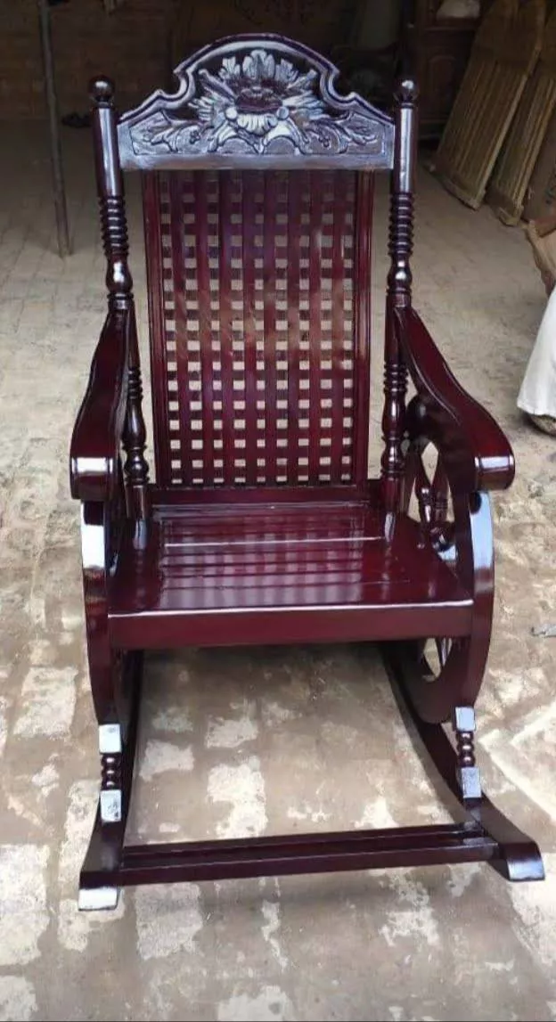Elegant Wooden Furniture Rocking Chair designed for comfort and style, showcasing fine craftsmanship in Saharanpur.