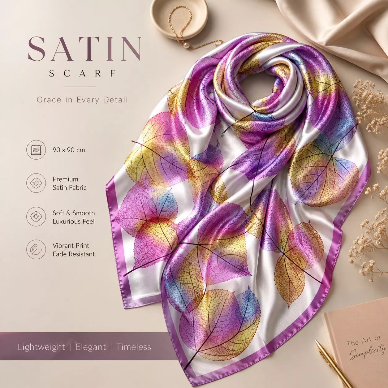 THE NOVELTY STORE - Satin Scarf (Leaf) in Delhi in DELHI
