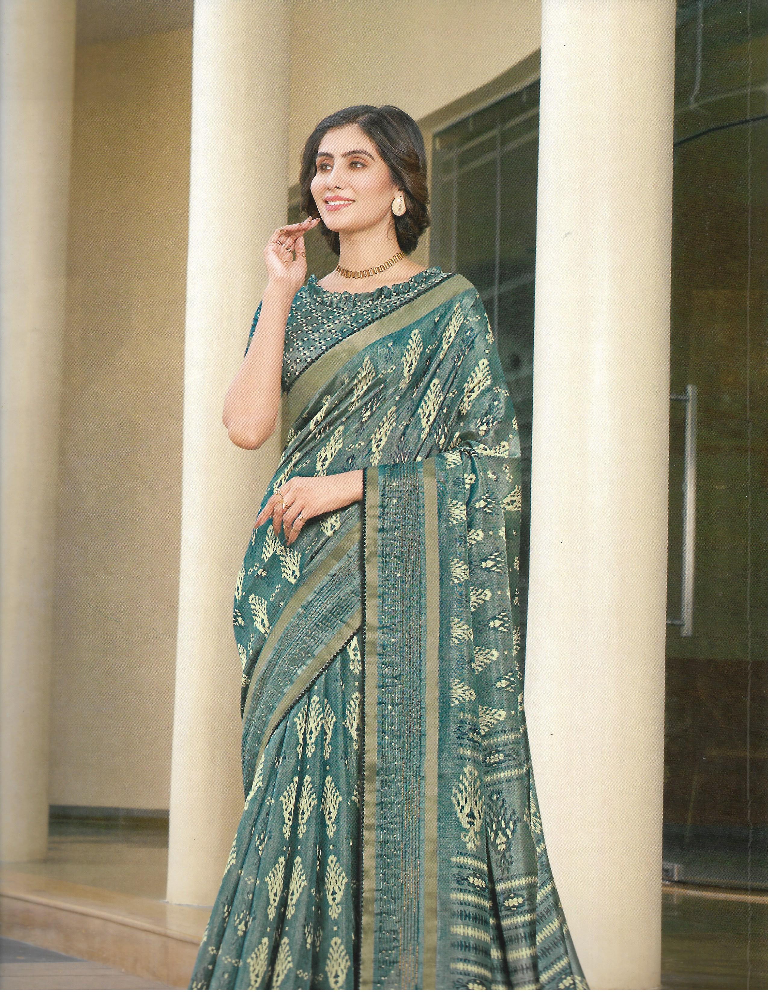 Elegant Fashion Saree displayed on a mannequin in Srikakulam shop