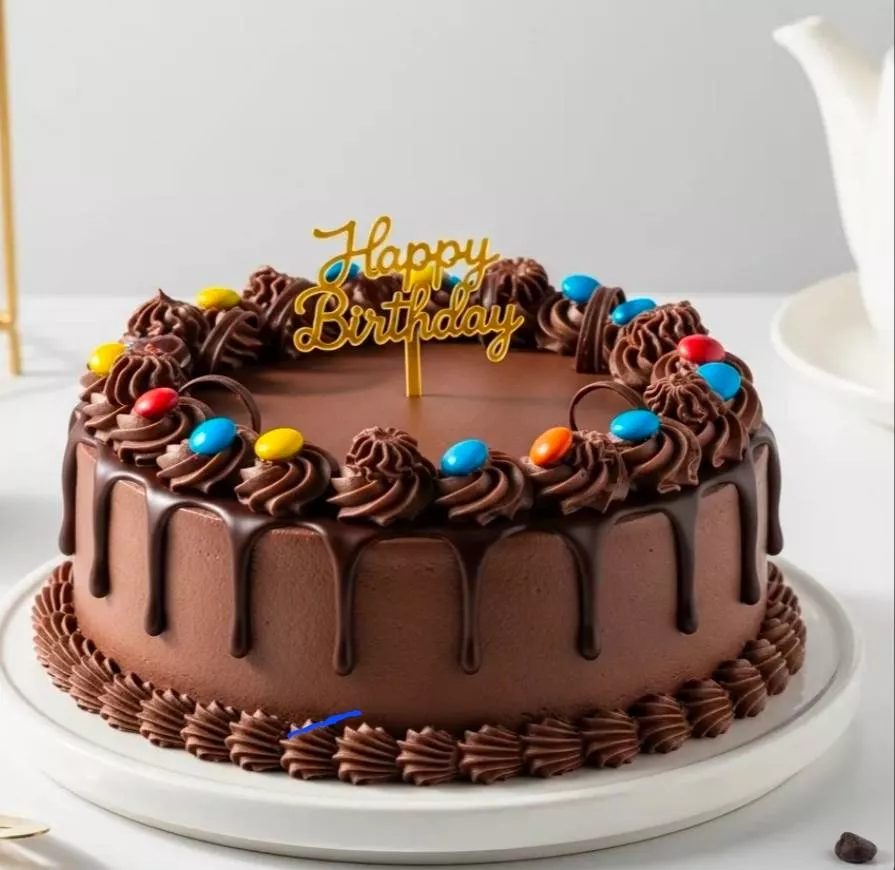 Deluxe Chocolate Ganache Birthday Cake decorated with rich chocolate ganache, showcased with a beautiful presentation in Palw