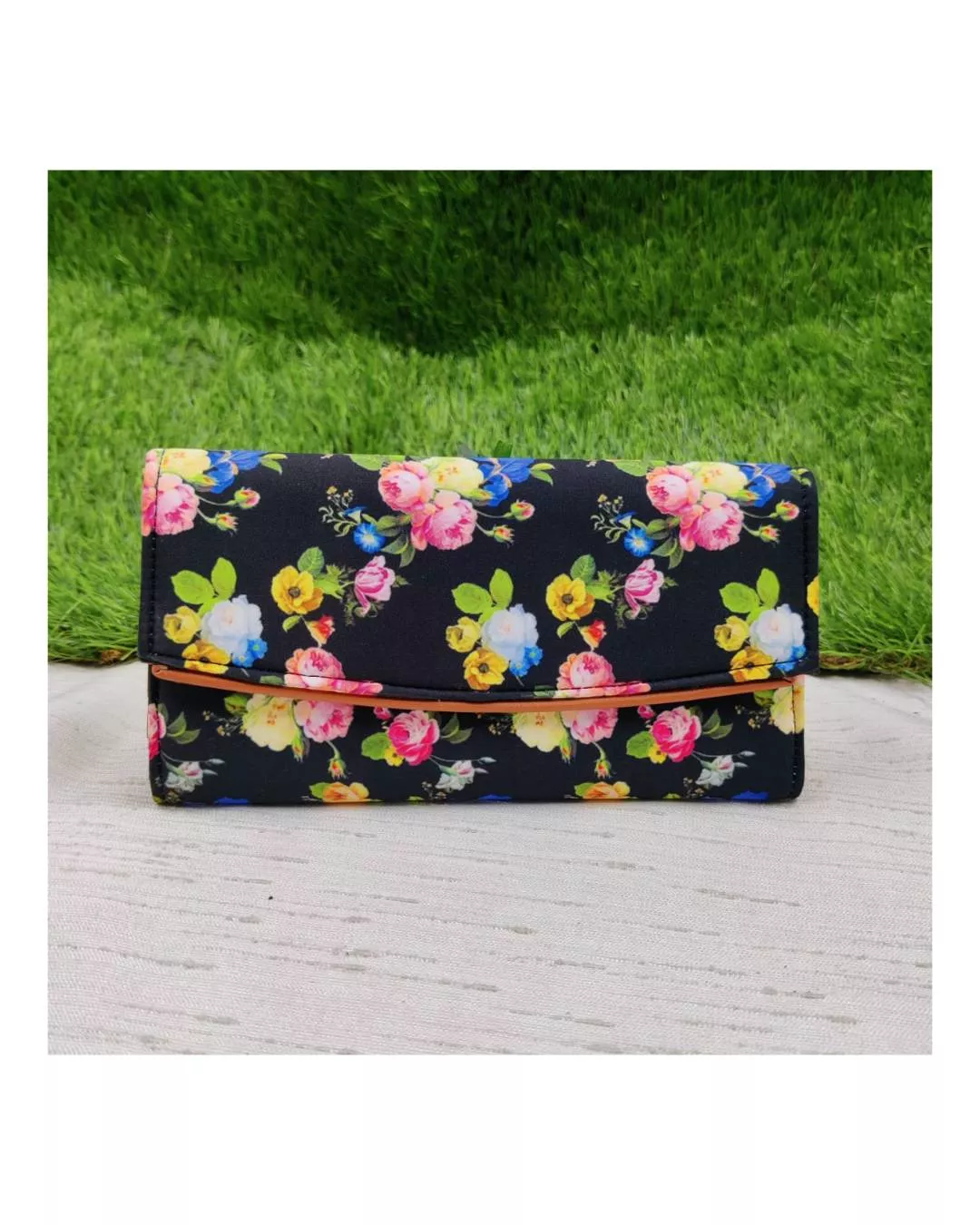 Stylish Azzraa 3 Fold Wallet showcasing a chic crepe design, available in Jaipur, perfect for fashionable women.
