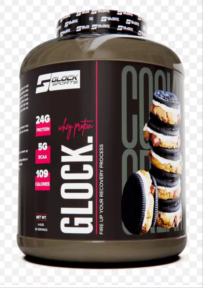 Glock Sports Whey Protein in Gurugram - Muscle Recovery, showcasing its packaging and nutritional information, highlighting i
