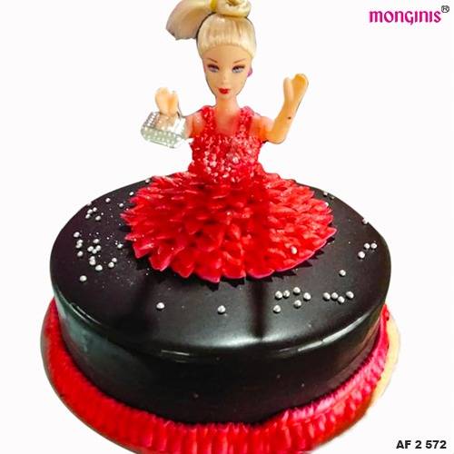 Chocolate-flavored beautiful doll cake designed for celebrations from EVERGREEN AGRO in MIRGANJ, featuring intricate details 