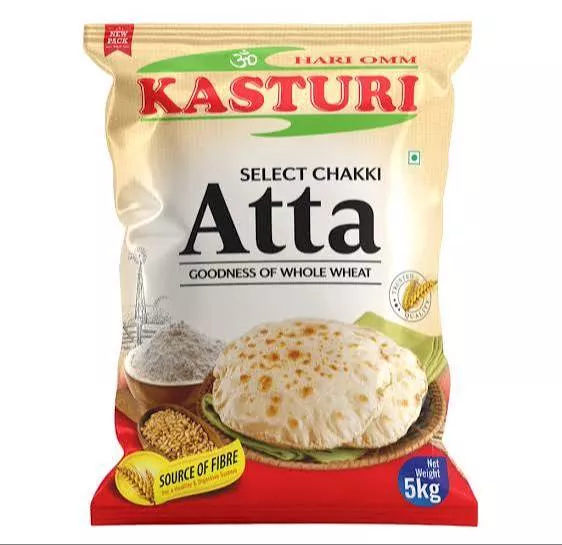 Kasturi Select Chakki Atta in Kahnuwan — fine whole wheat flour packaged for freshness and quality