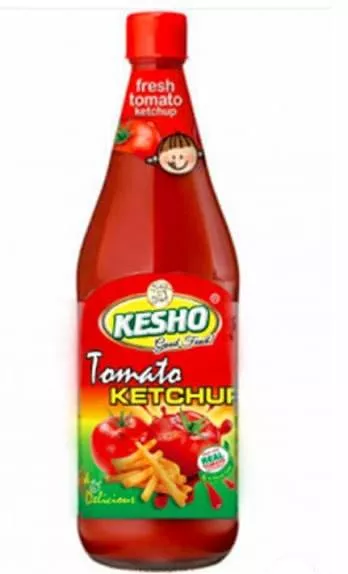 Kesho Tomato Ketchup bottle with vibrant label showcasing rich and tangy flavor, available at DHAWAN KARYANA STORE in LAUKA.