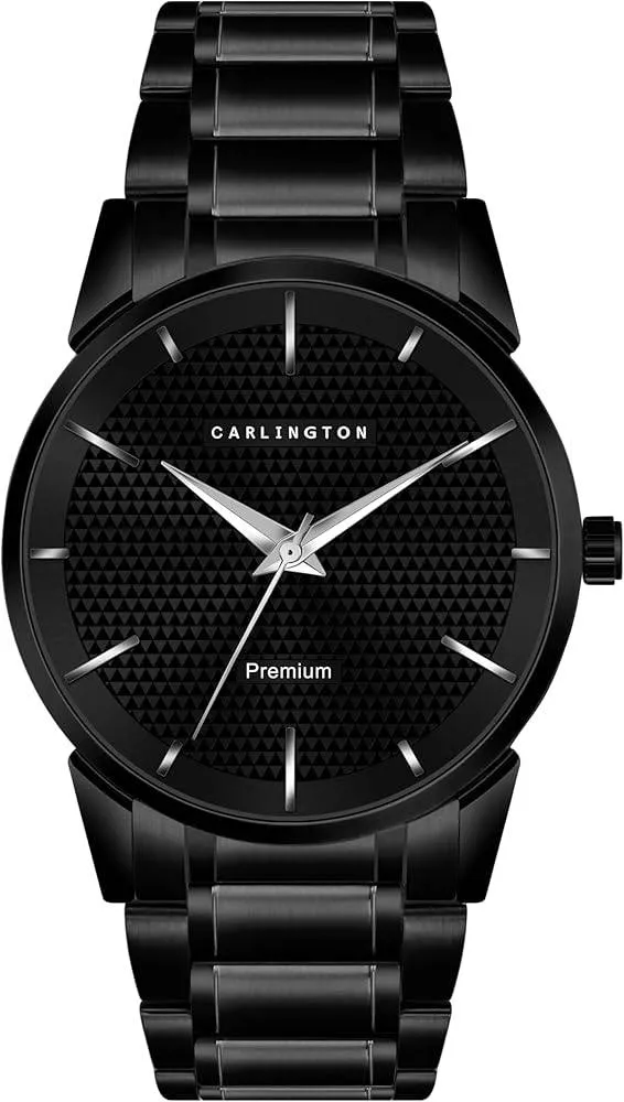KANEEZ JEWELLERS - Carlington Black Stainless Steel Watch in KHUDEL in KHUDEL