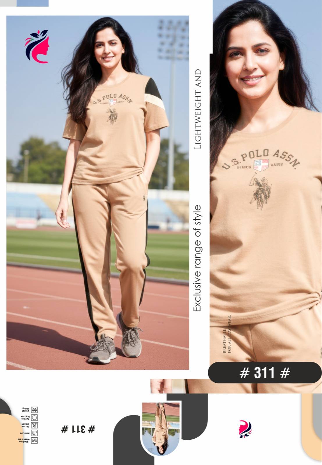 U.S. Polo Assn. Women's Casual Tracksuit in Kharar — lightweight and breathable outfit suitable for casual wear, featuring a  - Image 1