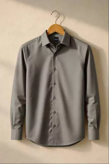 Classic grey formal shirt for men, designed for professional settings, featuring a tailored fit. CO SM Garments in ADAMWAL.