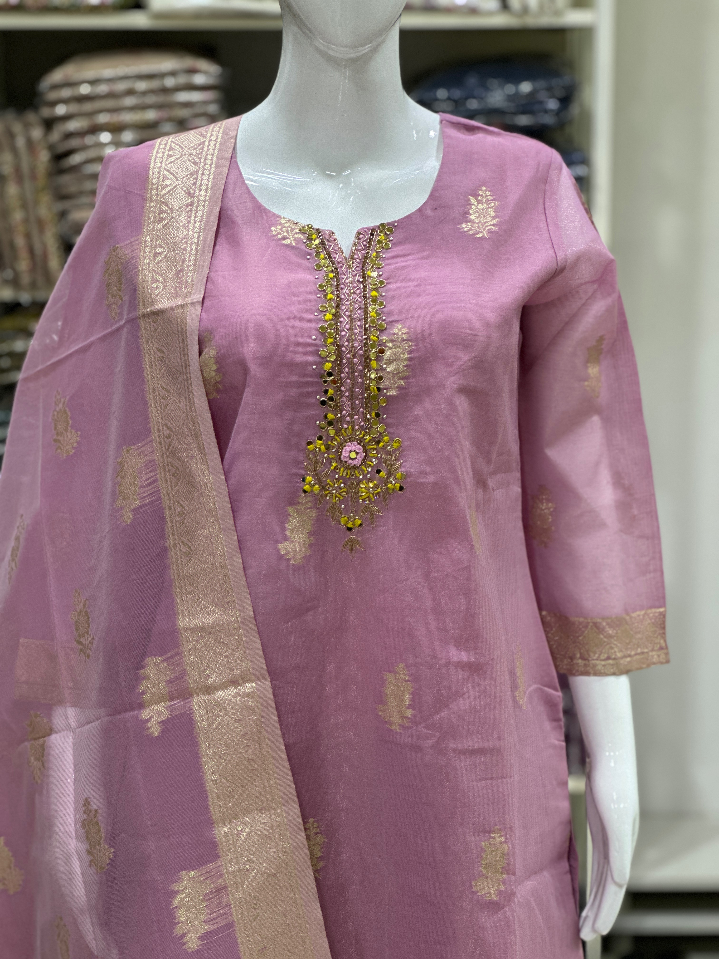 Elegant jacquard party wear set featuring a stylish kurta in SIRA, Karnataka, showcasing intricate design and fabric quality. - Image 1