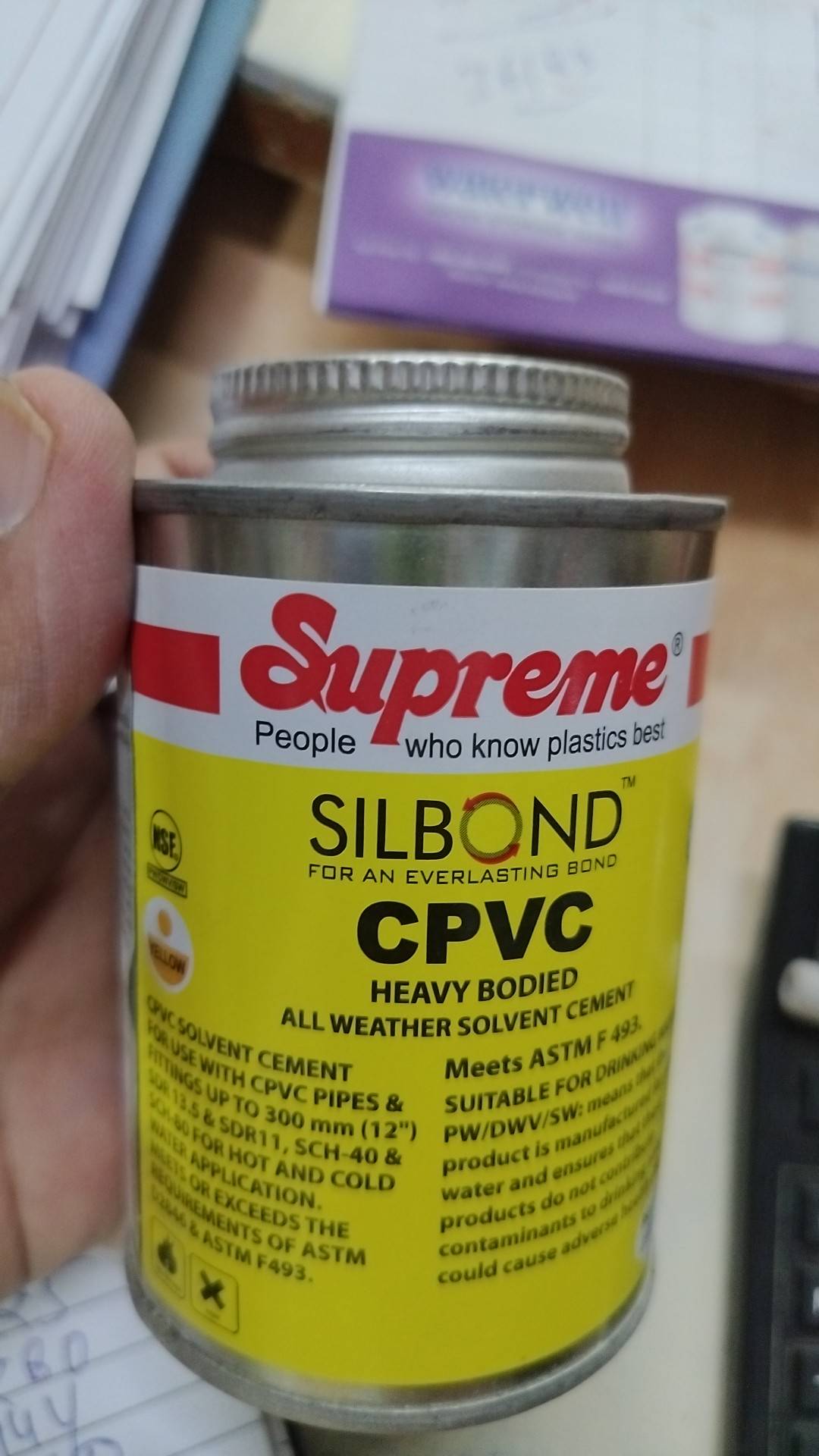 Supreme Silbond CPVC Heavy Bodied Solvent Cement in Indore, a reliable choice for strong plumbing bonds, showing a sturdy con