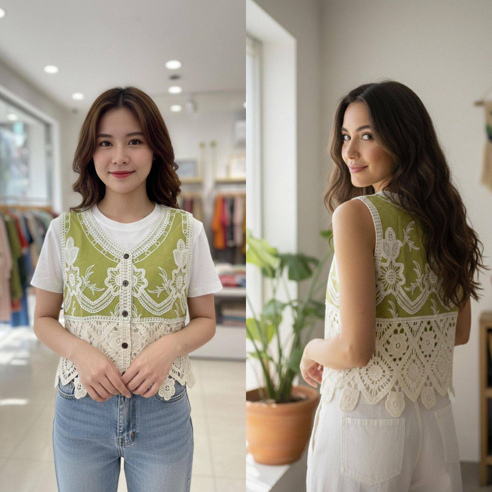  Floral Lace Overlay Sleeveless Vest in Kharar Kritika Fashion Point Kritika Fashion  Point Shop No 5  Golden City Near Green Market Kharar LANDMARK Green Market