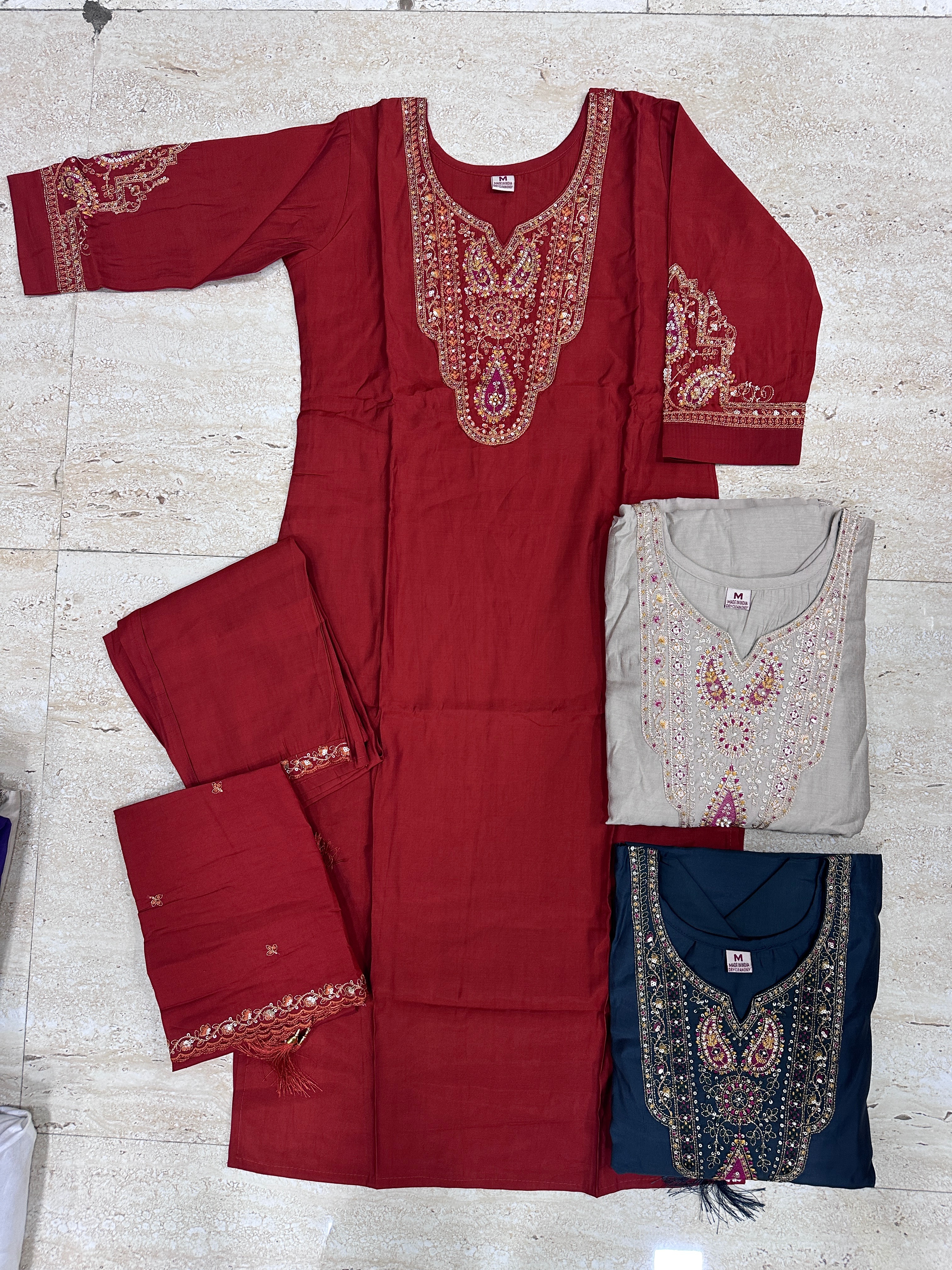 HONEY CLOTHING - Roman Silk Fabric Partywear Kurta Set in SIRA in SIRA