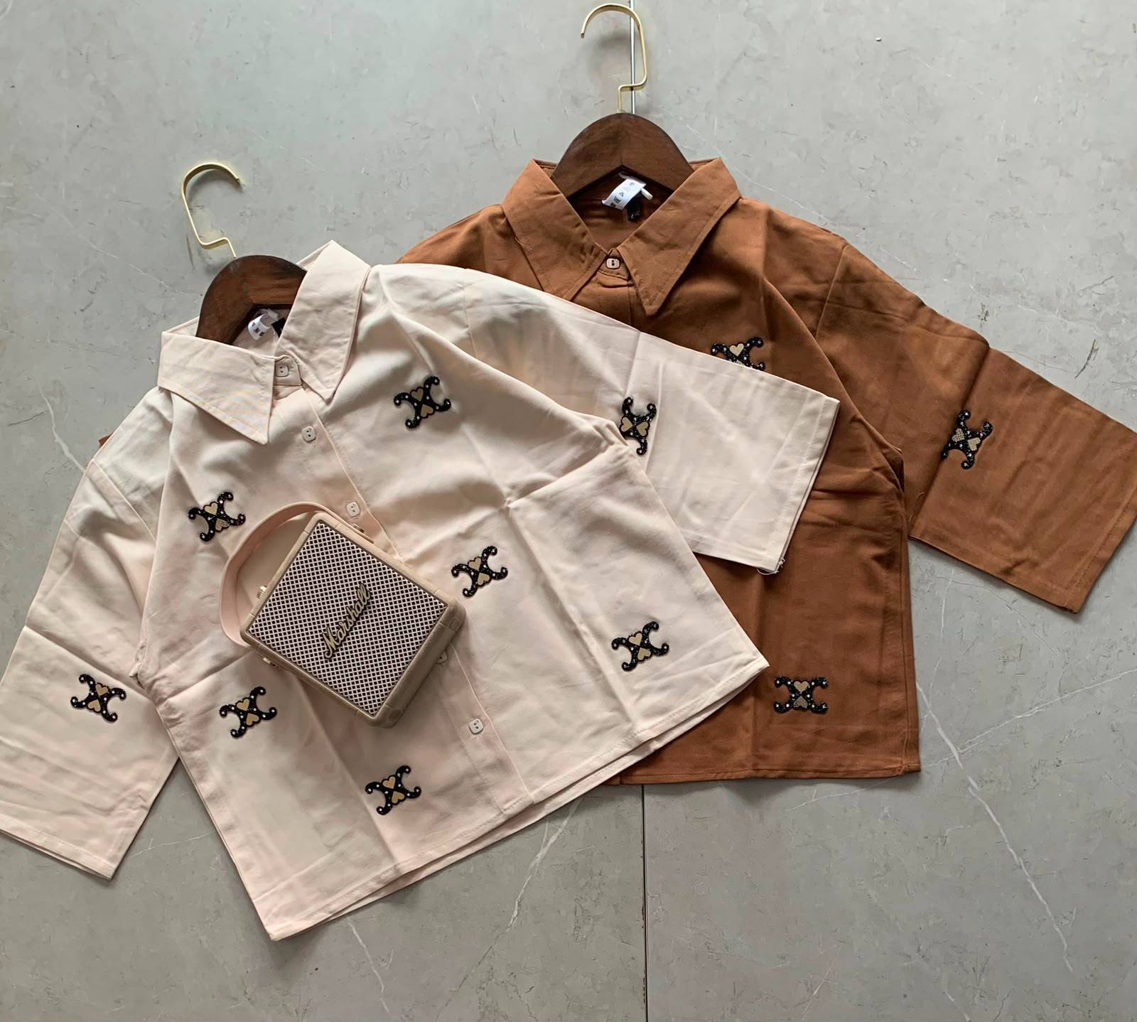 Chic women's embroidered casual shirt with unique designs from Kritika Fashion in Kharar, showcasing vibrant colors and detai - Image 1