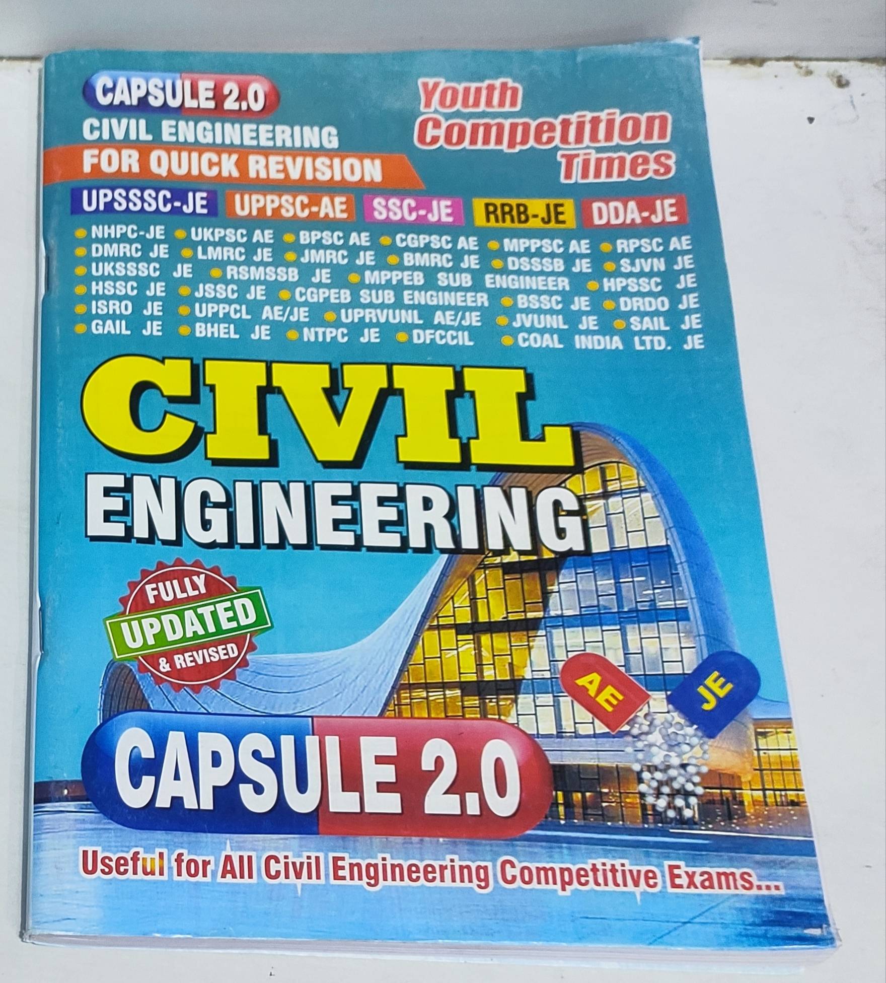 Civil Engineering Capsule book cover featuring essential exam topics in Bomdila West Kameng