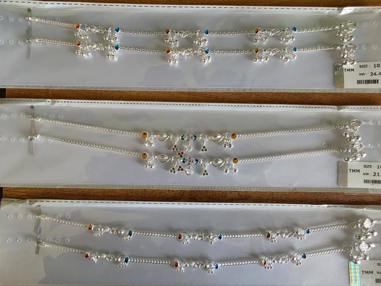 Stylish Silver Anklet Set with multicolored beads in Sangli