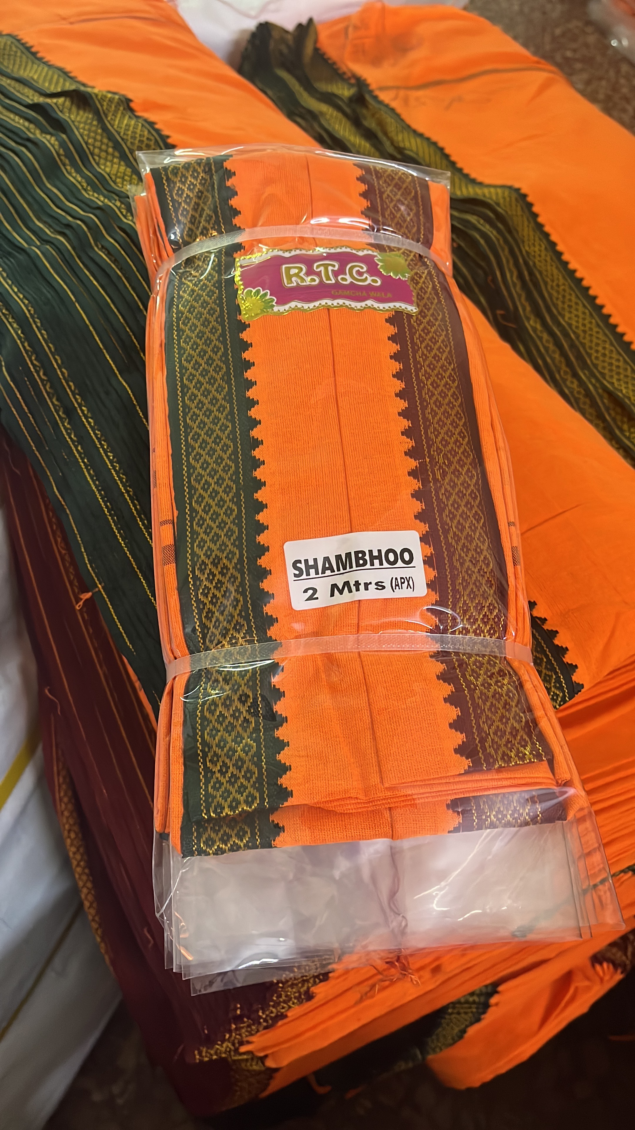 High-quality Shamboo Cotton Gamcha with intricate border design in Erode