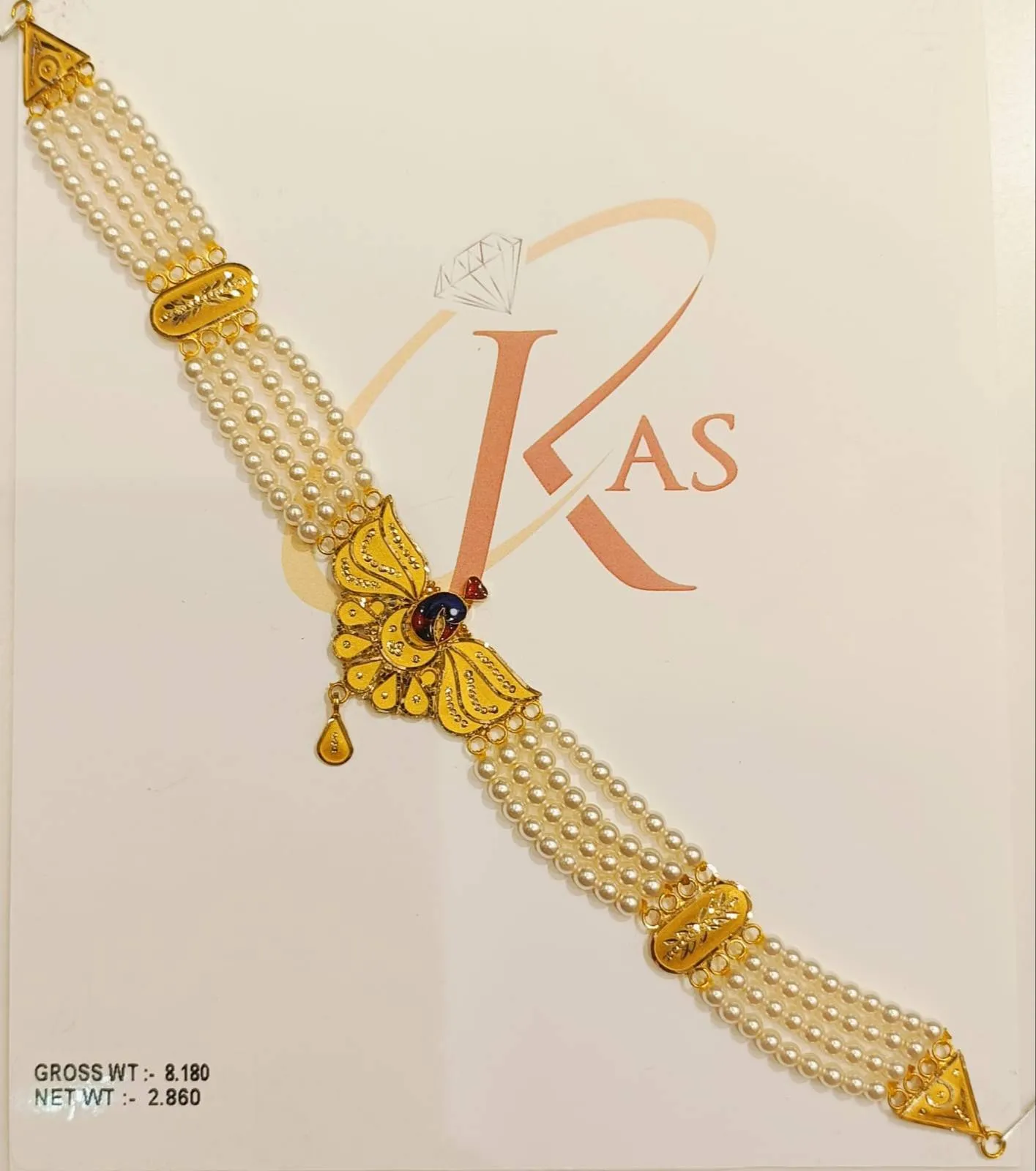 Elegant Gold Pearl Bracelet with intricate detailing in GYANPUR