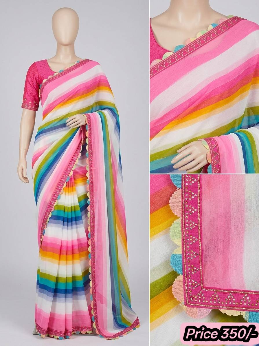 SHAILESH TEXTILE - Colorful Striped Saree in SIDDHARTHNAGAR