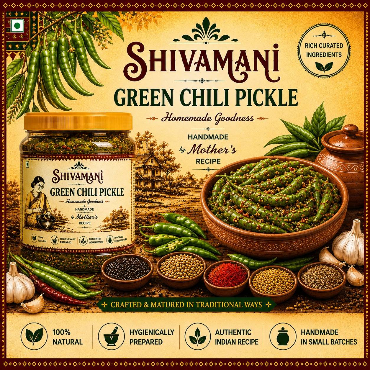 SHIVAMANI LADDU BHANDAR - Green Chili Pickle in SIMROL