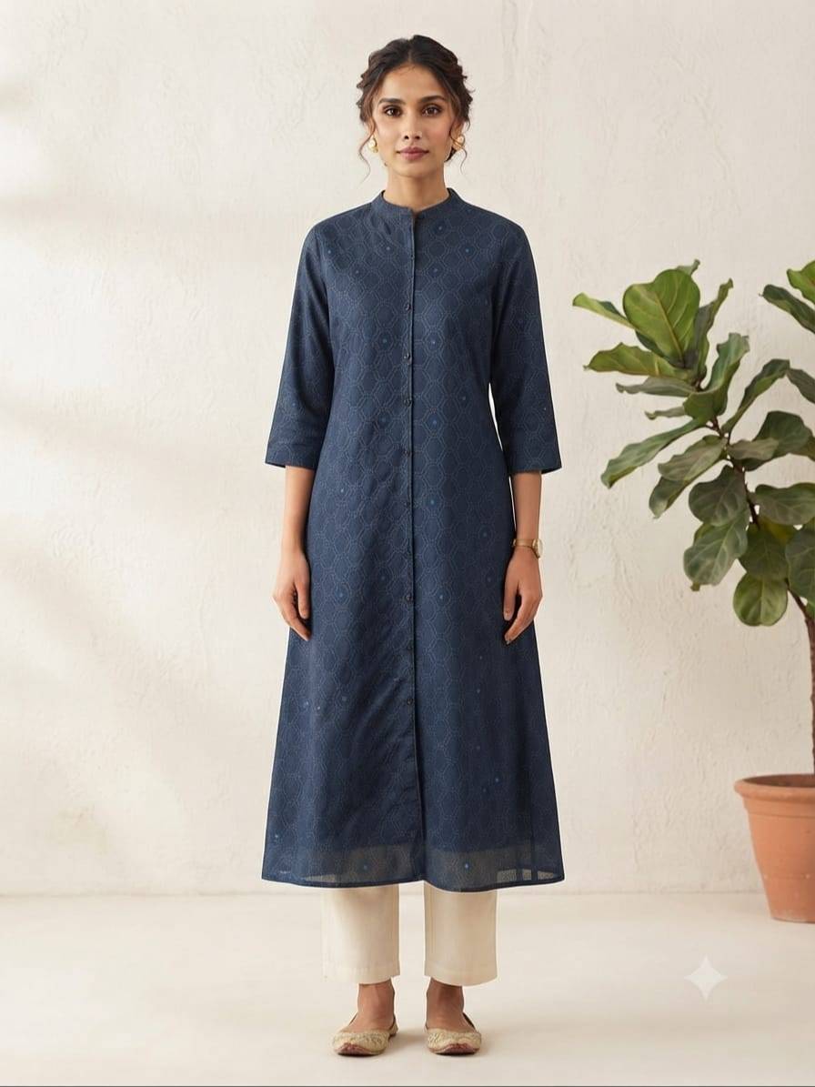 SAR ENTERPRISES - Navy Blue Printed Kurti in BHIWADI