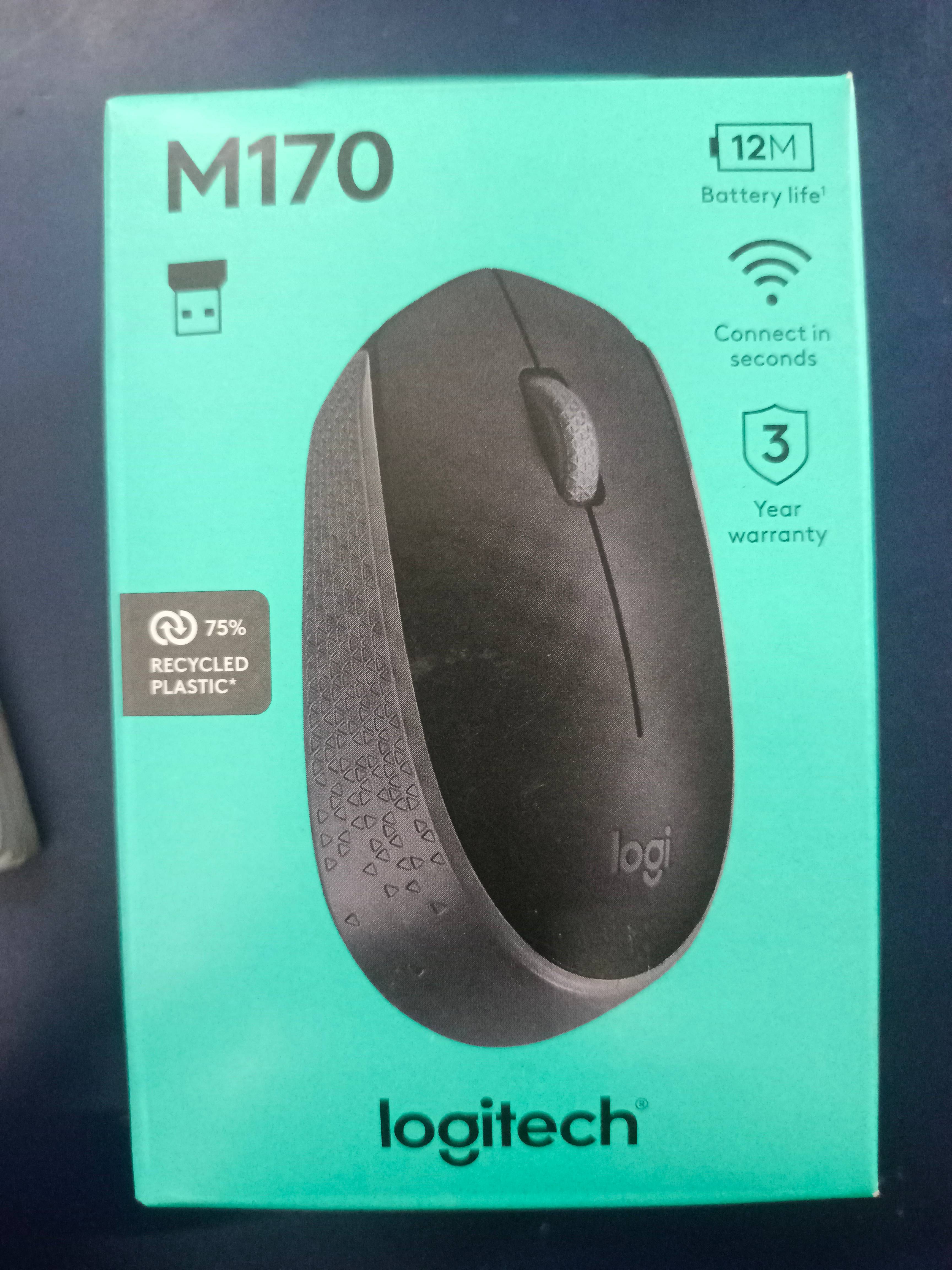 Logitech M170 Wireless Mouse displayed on a desk in Nagpur