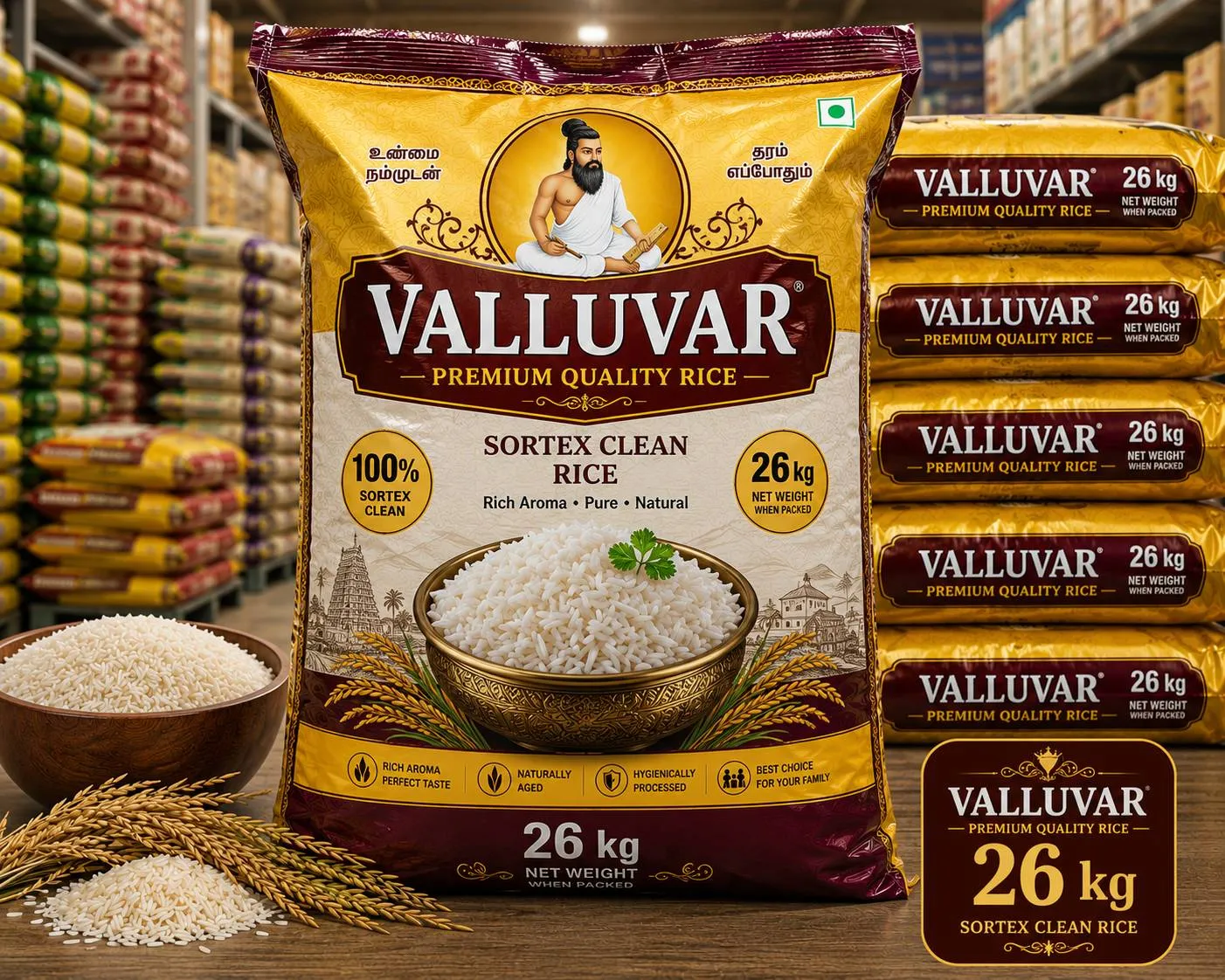  Valluvar Rice SRI AMMAN TRADERS SRI AMMAN ARCHI  MANDI NO 5 JAI  COMPLEX PALANIYAPPAN NAGAR SEMPOTTAL PONNAMARAVATHI LANDMARK Near Indian Petrol Bunk