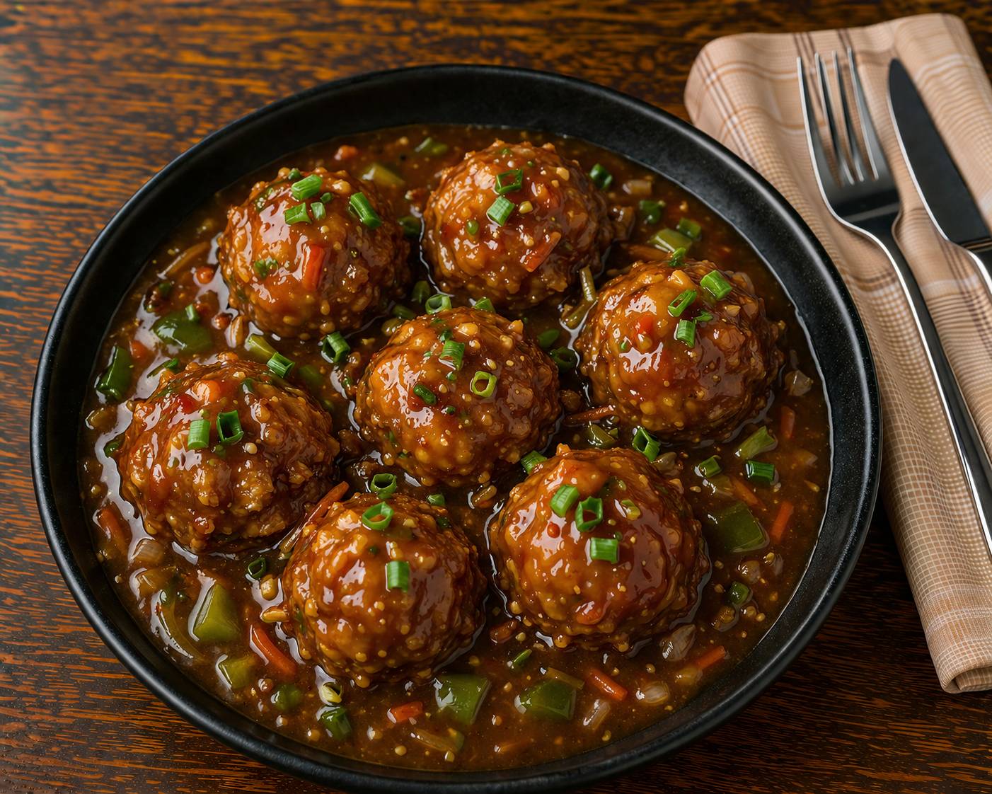 Delicious Vegetable Manchurian Balls served in Kolkata, showcasing their rich texture and flavor.