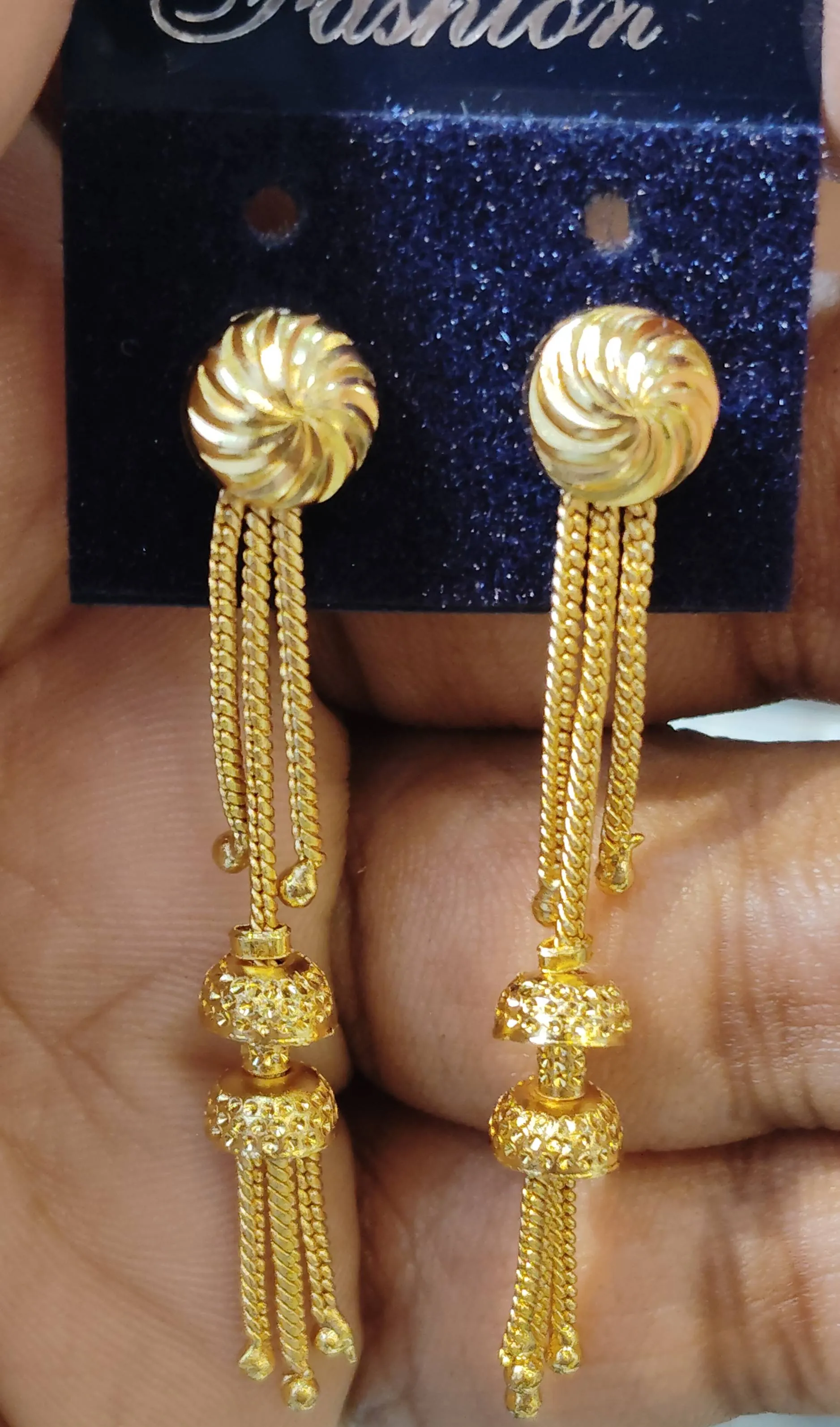  Gold Plated Dangling Earrings BHOOMI JEWELLERS Bhoomi Jewellers  SUNIL KUMAR SONI  MAHAMAYA CHOWK SCHOOL ROAD LANDMARK NEAR CHHATTISGARH KRISHI SEWA KENDRA