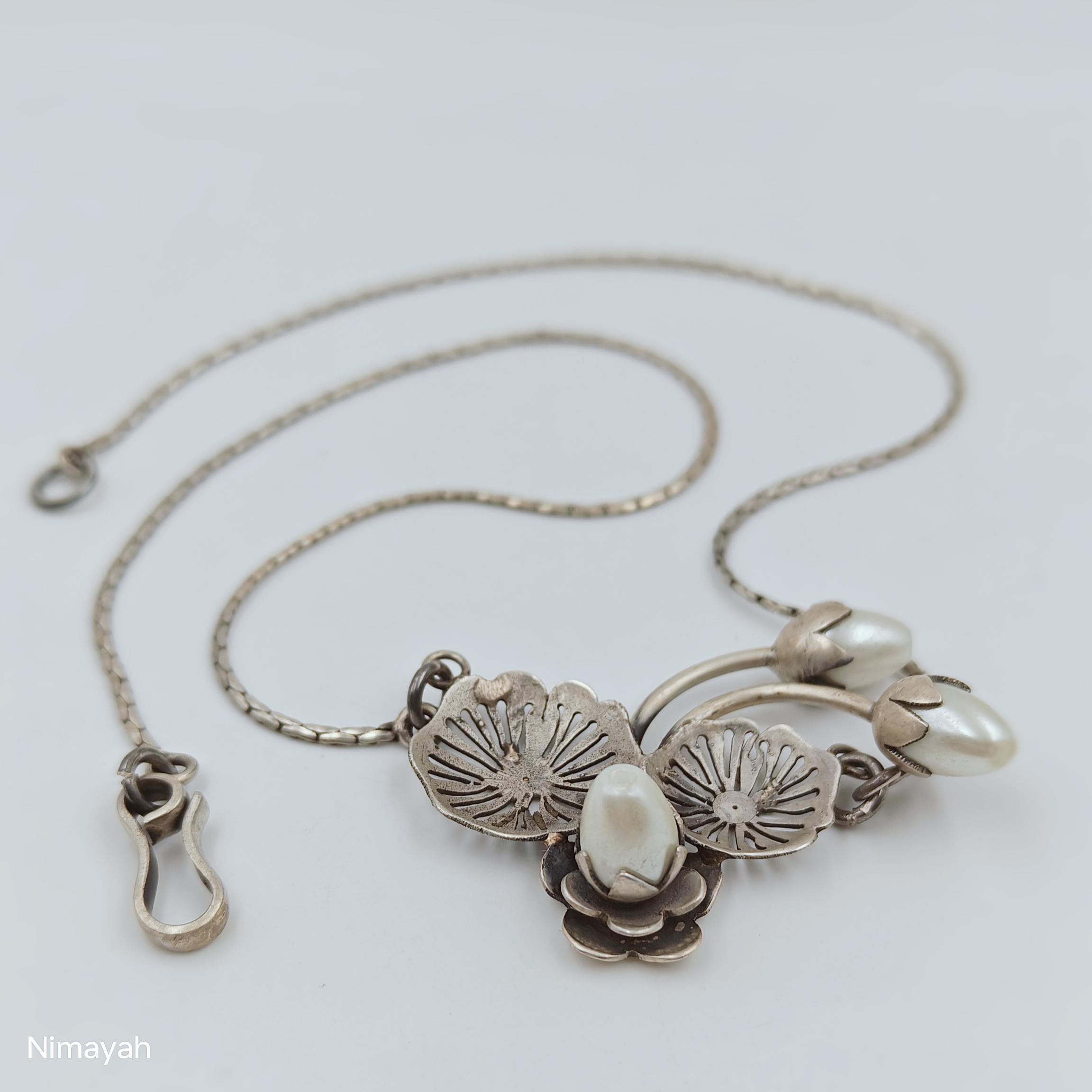 White Bud Necklace by SILVER BY SWARNKAR